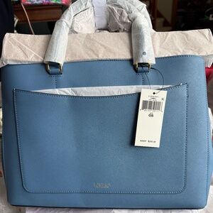 Lauren Ralph Lauren Large Leather Satchel Azure Blue